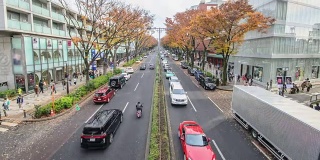 时间流逝:人群穿过参渡路。表山道被认为是世界上最大的城市东京最重要的购物区之一。