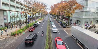 时间流逝:人群穿过参渡路。表山道被认为是世界上最大的城市东京最重要的购物区之一。