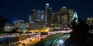 洛杉矶市中心夜天际线时间推移