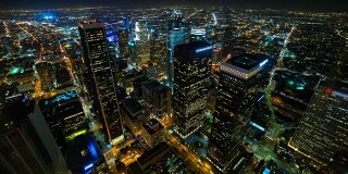 洛杉矶市中心空中屋顶夜晚时光流逝