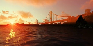 金门大桥迎着美丽的夕阳，旅行cam