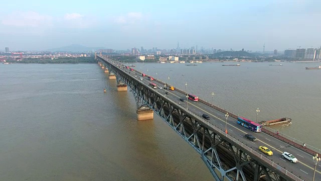 南京长江大桥鸟瞰图，中国