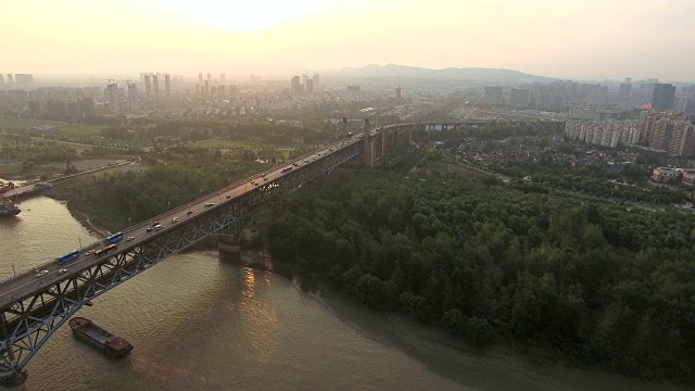 南京长江大桥鸟瞰图，中国