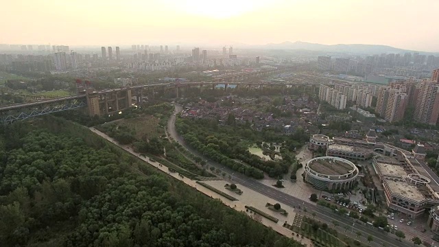 南京长江大桥鸟瞰图，中国