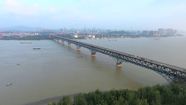 南京长江大桥鸟瞰图，中国