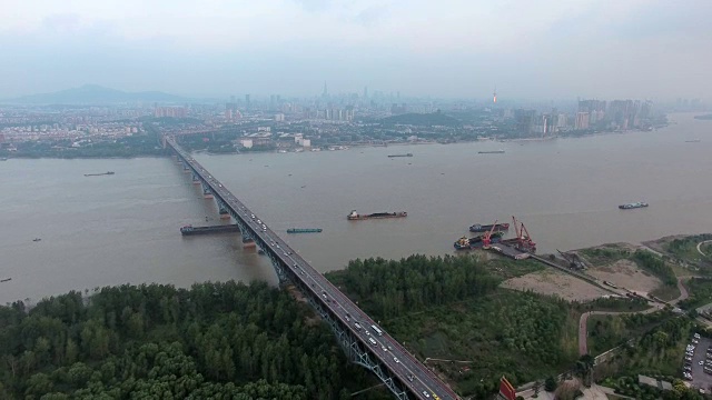 南京长江大桥鸟瞰图，中国