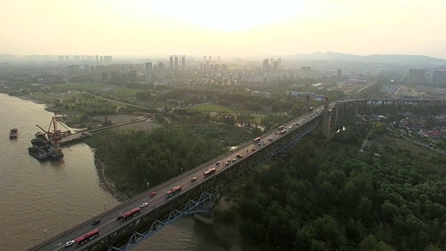 南京长江大桥鸟瞰图，中国