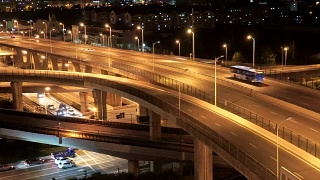 城市夜间的交通交汇处视频素材模板下载