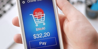 在打折期间使用智能手机应用为网上购物付款