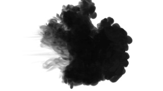 一墨流动，注入黑色染料云雾或烟雾，墨以慢动作注入白色。黑色的颜色在水中打开。墨色背景或烟雾背景，为墨水效果使用光磨如阿尔法蒙版视频素材模板下载