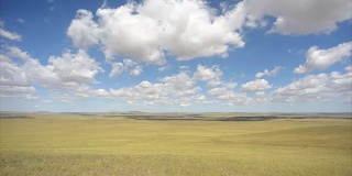 蓝天白云的草原在旱季