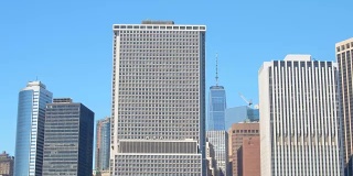 特写:市中心的现代高层办公大楼和摩天大楼