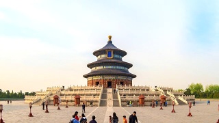 中国北京天坛祈年殿游客的时间流逝视频素材模板下载