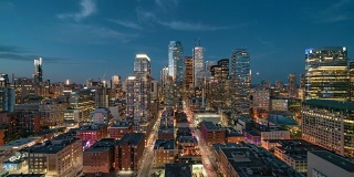 多伦多，加拿大，时光流逝——日落之后的加拿大最大城市