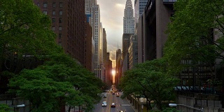 戏剧性的纽约曼哈顿悬日日落效应