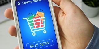 使用智能手机应用在网上商店购买商品