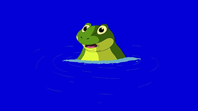 青蛙潜水在蓝屏上孤立