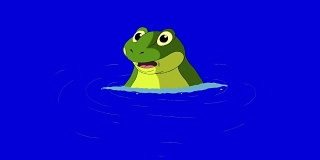 青蛙潜水在蓝屏上孤立