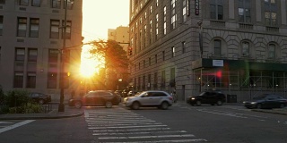 日落建立拍摄伯勒姆广场在布鲁克林高地