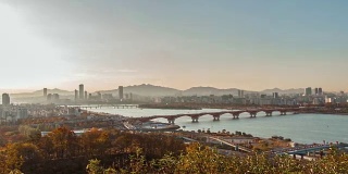 4k延时早晨首尔市河景