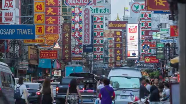 间隔拍摄曼谷唐人街