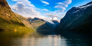 洛瓦内特湖美丽的自然挪威时光流逝。