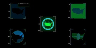 未来HUD运动图形与美国地图