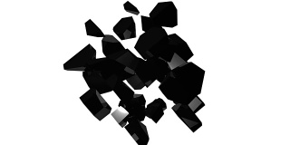 在一个孤立的背景上散射和拾取一个黑色的立方体。抽象的数字背景