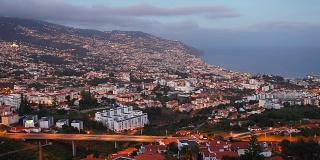 Funchal航空全景日落视图时间推移