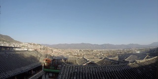 从下午的阳光到黄昏，延时拍摄，丽江大堰古镇