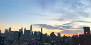 纽约城市天际线夜晚日落视图