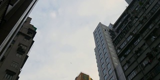 日落时分，香港摩天大楼上俯瞰4k中国全景