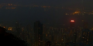 夜间时间香港城市景观著名的山顶观景台湾全景4k中国