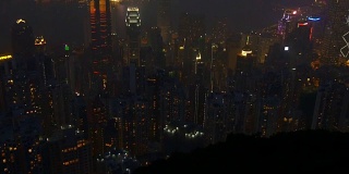 夜间时间香港湾著名山顶景点交通全景4k中国