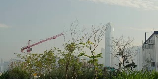 日落时分香港九龙建设国际金融中心大厦观景4k中国