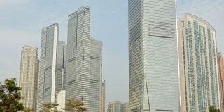 白天时间香港九龙国际商会大厦城市景观步行4k中国全景