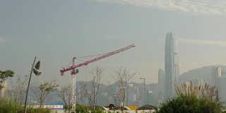 日落时分香港九龙建设国际金融中心大厦全景4k中国