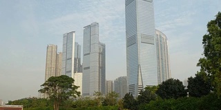 白天时间香港九龙国际商会大厦城市景观步行4k中国全景