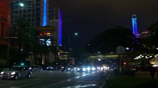 中国夜间时间澳门城市交通道路街景全景4k视频素材模板下载
