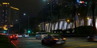 中国夜间时间澳门城市交通道路街景全景4k