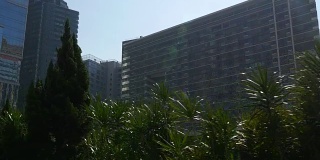 中国晴天澳门市区建筑正面反射4k全景