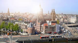 阿姆斯特丹天际线，时间流逝视频素材模板下载
