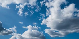 4k超高清时间推移的移动云和蓝天在白天