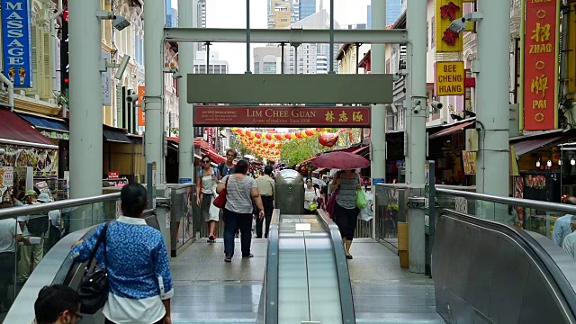 街景新加坡华埠及地铁站华埠