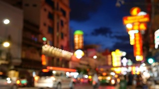 曼谷唐人街夜景视频素材模板下载