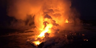 夏威夷活火山冒泡熔岩