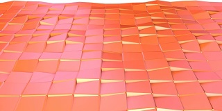抽象简单的粉红橙色低多边形三维表面作为创作背景。软几何低多边形运动背景移动纯粉色橙色红色多边形。4K全高清无缝循环背景