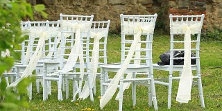 婚礼上白色的椅子