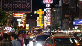 晚上在曼谷的唐人街视频素材模板下载