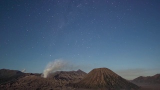 4K时间延时(摄影)，美丽的银河在山，印度尼西亚。视频素材模板下载